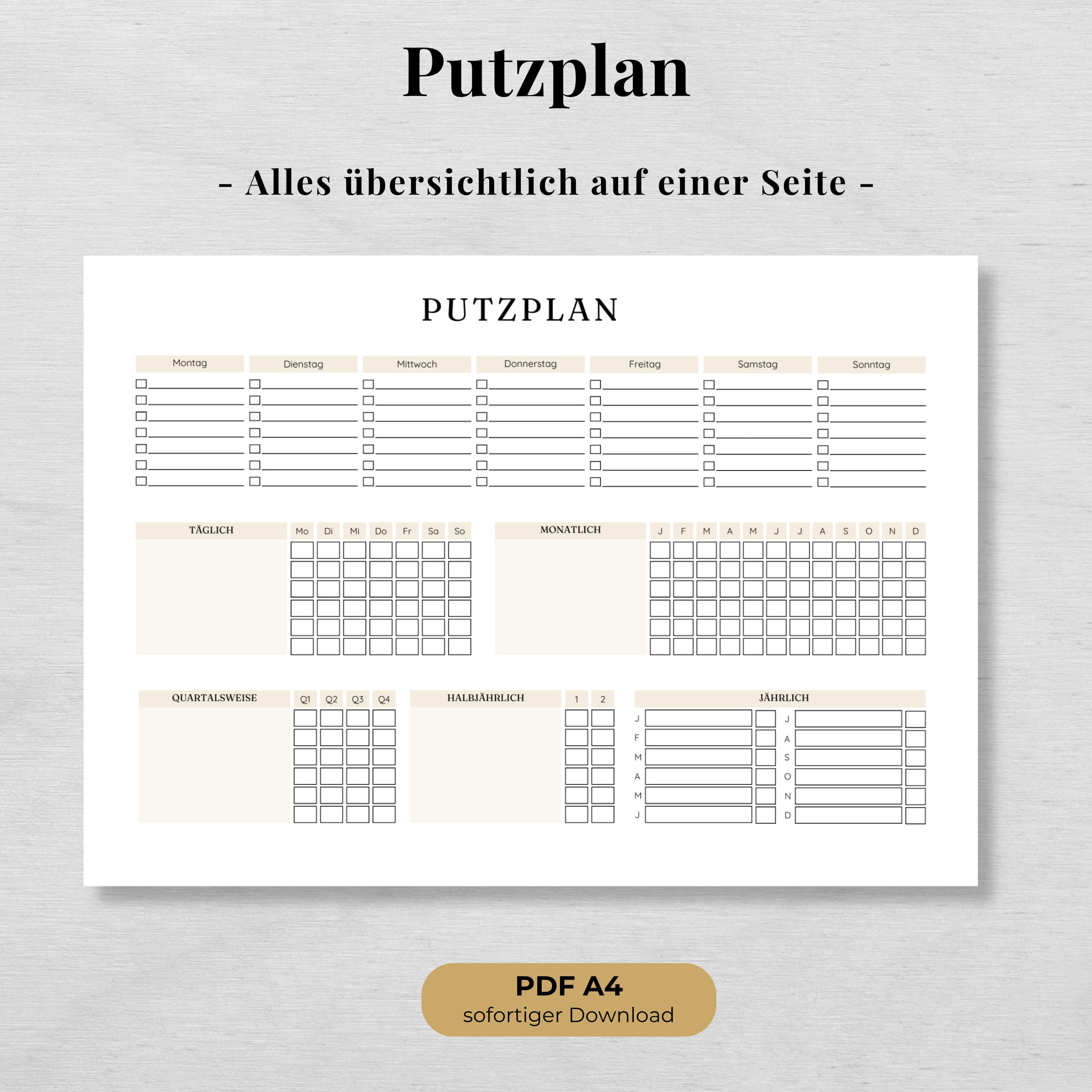 Putzplan für Woche, Monat & Jahr