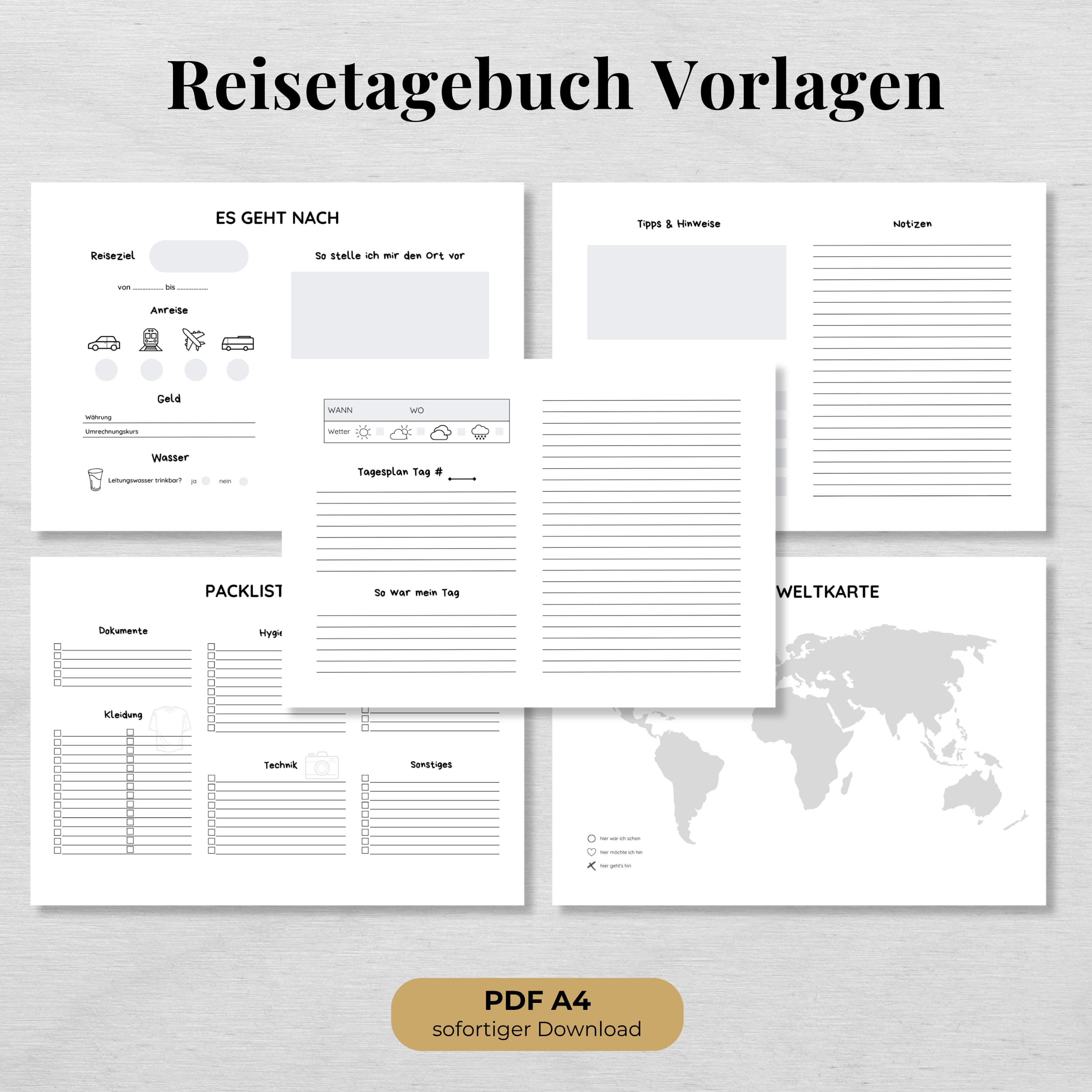 Reisetagebuch Vorlagen, quer