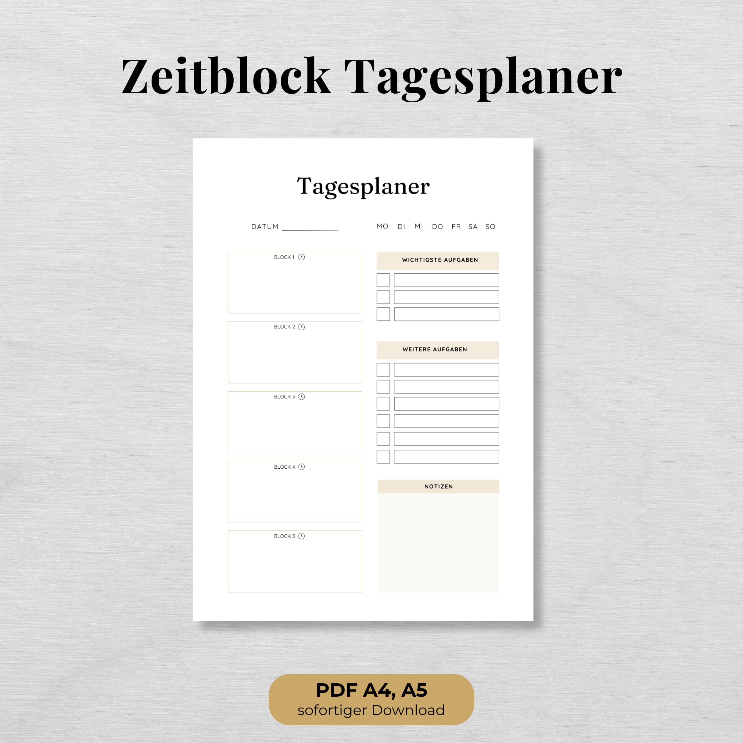 Zeitblock Tagesplaner A4 & A5