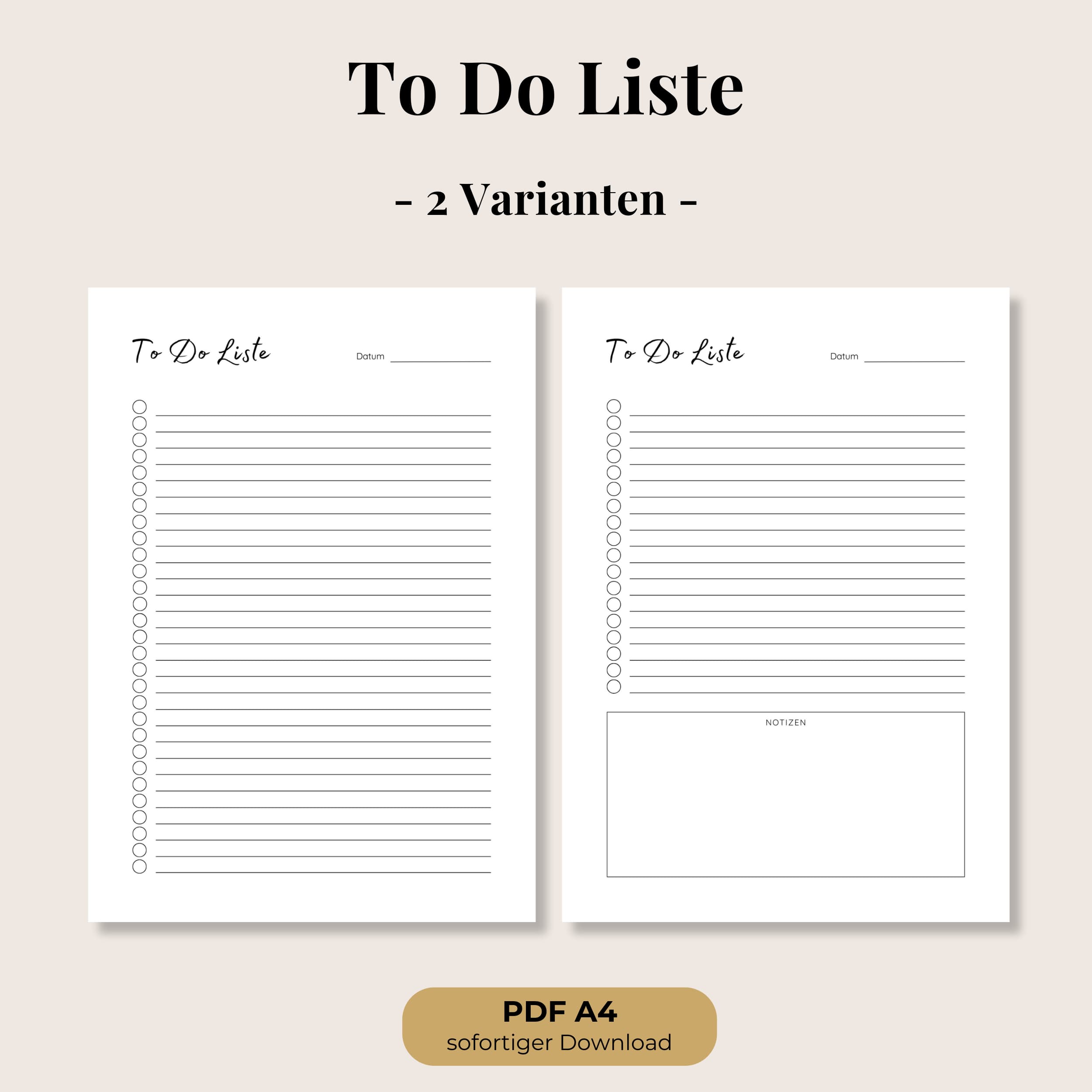 To-Do Liste – Minimalistische Aufgabenliste mit 2 Varianten