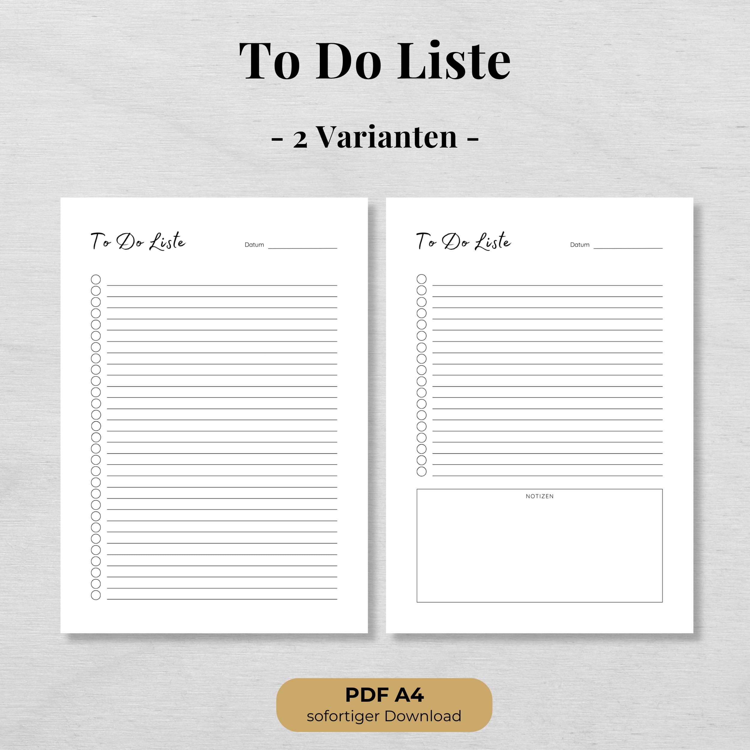 To-Do Liste – Minimalistische Aufgabenliste mit 2 Varianten